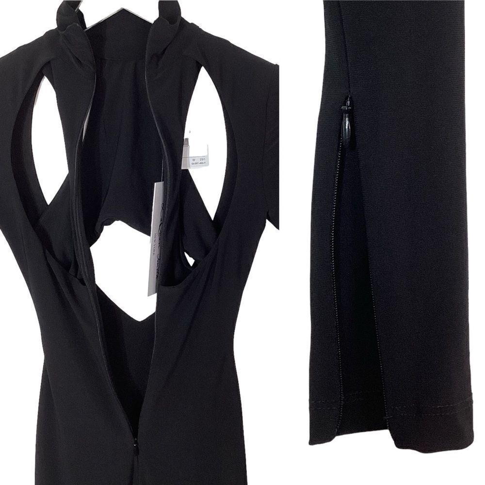 LAQUAN SMITH Size XS NWT Cutout Stretch Jersey Turtleneck Gown Maxi Dress Black - Picture 14 of 16